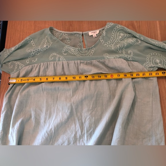Umgee|Boho mint lace embroidered dress (or tunic top) with tiered ruffle sleeve• - Picture 13 of 13